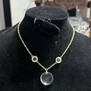 Vintage Tortolani Gold Tone Crystal Necklace 16”-18”